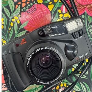 Chinon Auto 6001 35mm Film Camera 38-90mm Zoom AF Multi Point and Shoot Black